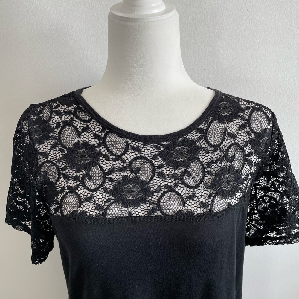 Pete Made in America Black Solid & Lace Blouse